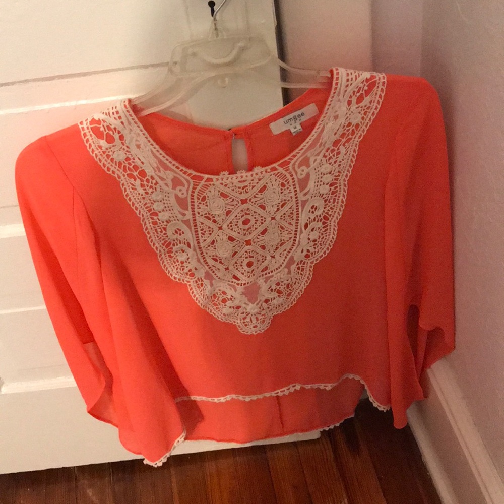 M UMGEE (Prairie Fire Boutique) coral blouse